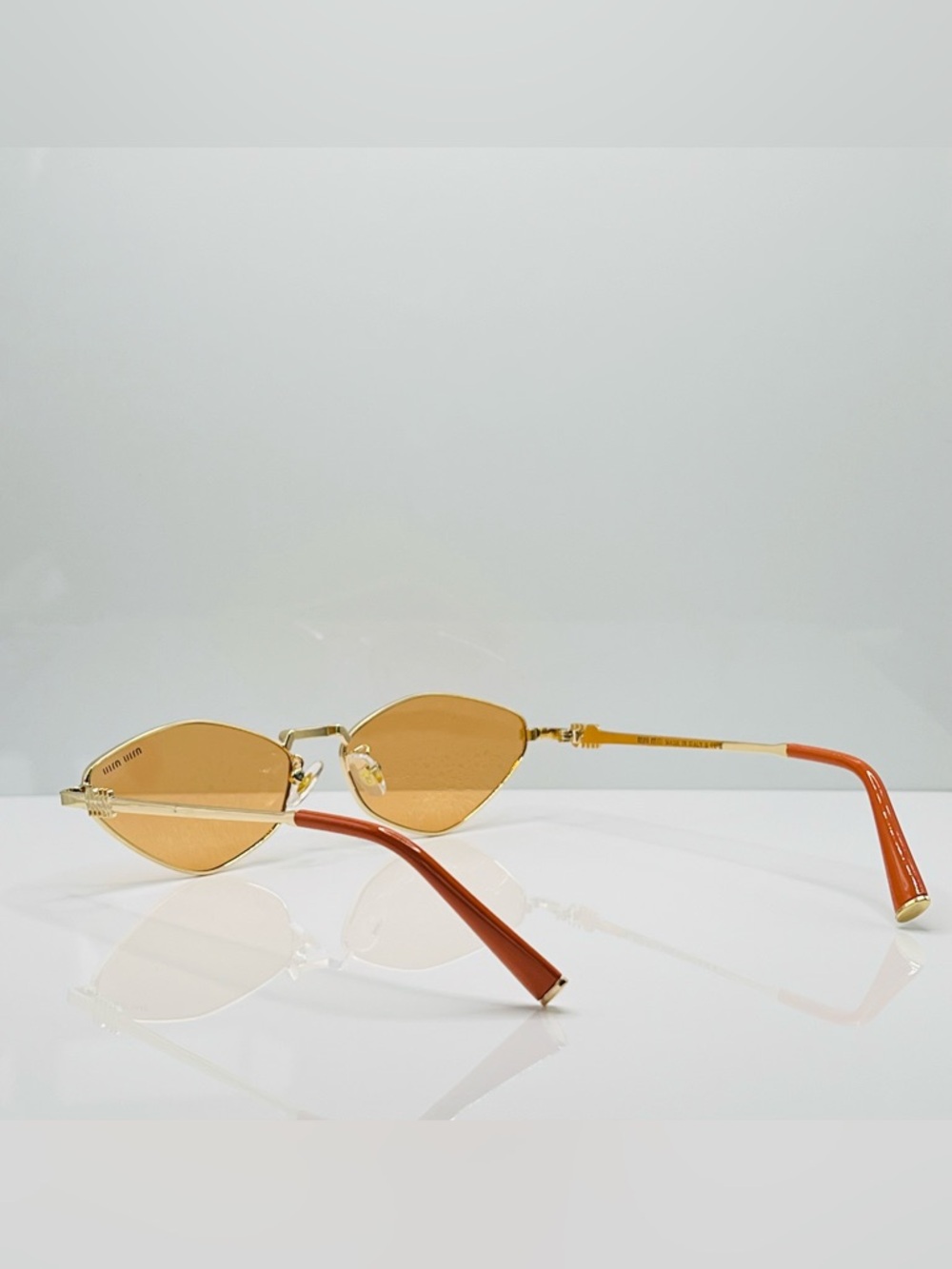 MIU MIU Gold Geometric Honey Tint Sunglasses - Full Set - Picture 6 of 7